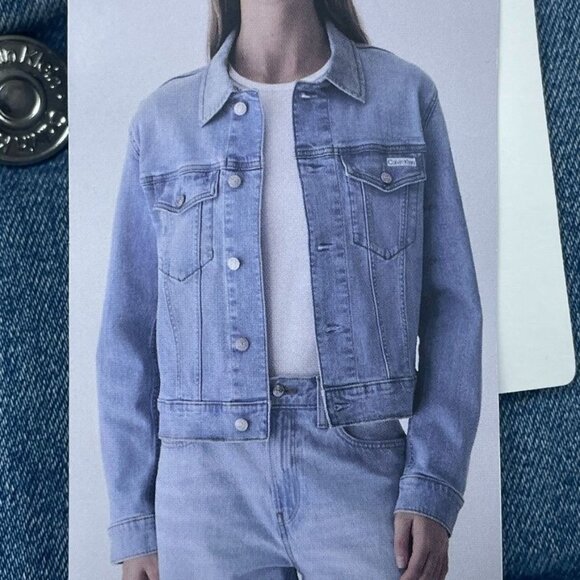 Calvin Klein Classic Trucker Denim Jacket XL Blue Wash Stylish Casual Layer d017 - Picture 2 of 9